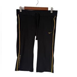 Nike Livestrong Active Walking Black Yellow Workout Straight Leg Capri Pants XS